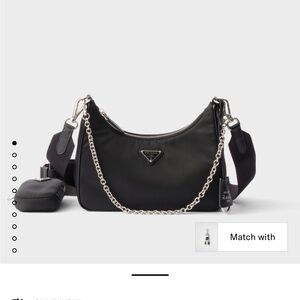 Prada Black Nylon Chain Shoulder Bag